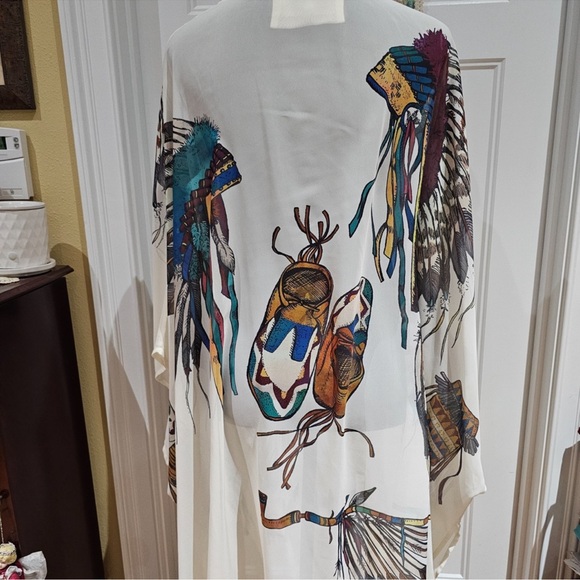 Double D Ranch Native American Kimono top Indian headdress moccasins tomahawk - Picture 2 of 7